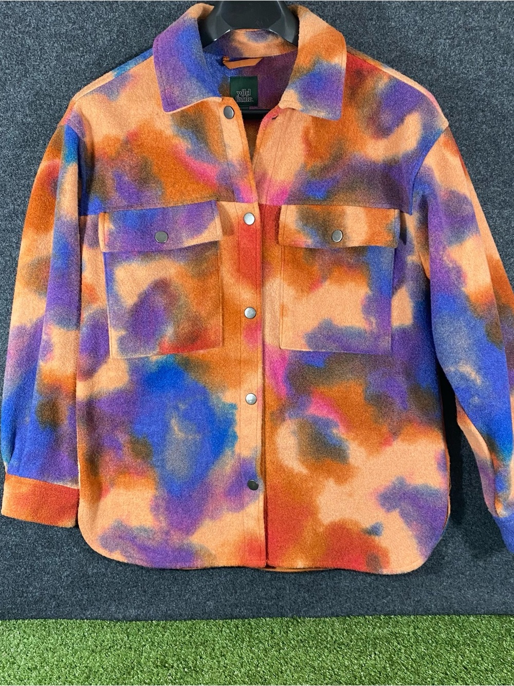 Wild Fable Tie Dye Shacket Women's Size Small Orange Blue Jacket Snap Button